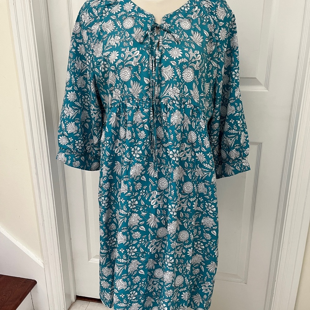 Floral Teal Dress plus size - Picture 2 of 8